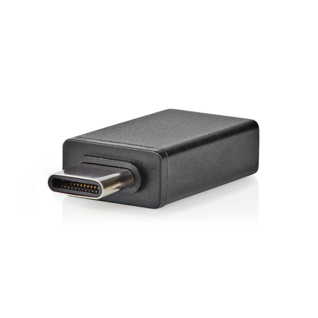 Nedis USB-C™ Adapter | USB 3.2 Gen 1 | USB-C™ Han | USB-A Hun | 5 Gbps | OTG | Runde | Nikkelplateret | Sort | Box