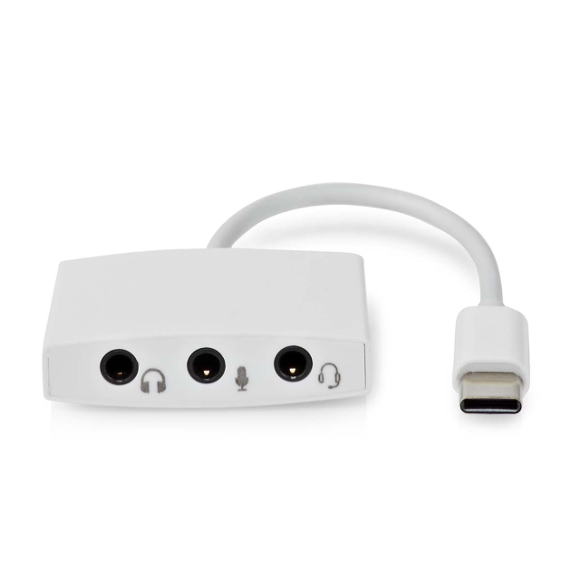 Nedis USB-C™ Adapter | USB 2.0 | USB-C™ Han | 3.5 mm Hunstik | 0.10 m | Runde | Nikkelplateret | ABS/PVC | Hvid | Box