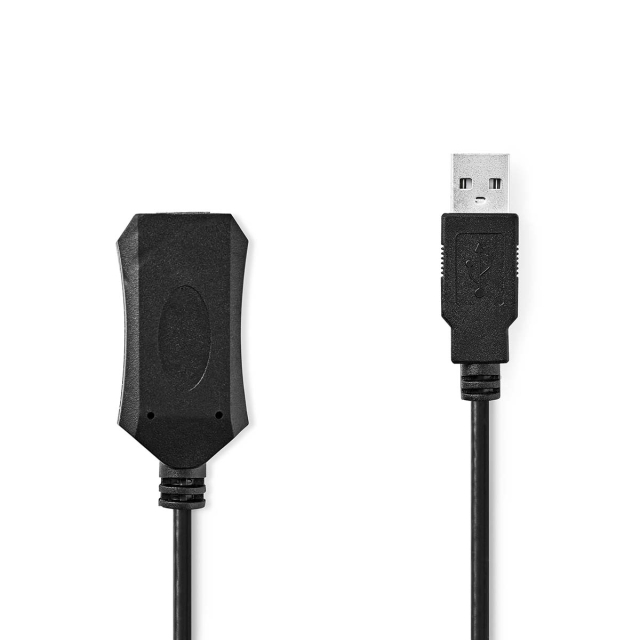 Nedis Aktiv USB-kabel | USB 2.0 | USB-A Han | USB-A Hun | 480 Mbps | 10.0 m | Runde | Nikkelplateret | PVC | Kobber | Label