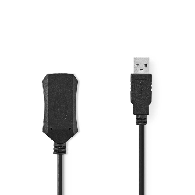 Nedis Aktiv USB-kabel | USB 2.0 | USB-A Han | USB-A Hun | 480 Mbps | 20.0 m | Runde | Nikkelplateret | PVC | Kobber | Label