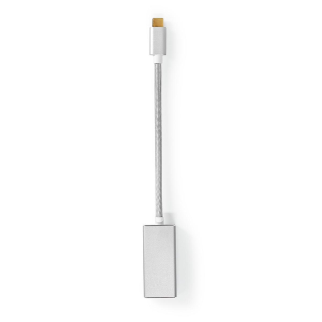 Nedis USB-C™ Adapter | USB 3.2 Gen 1 | USB-C™ Han | DisplayPort Hun | 0.20 m | Runde | Guldplateret | Flettet / Nylon | Sølv | Cover Window Box