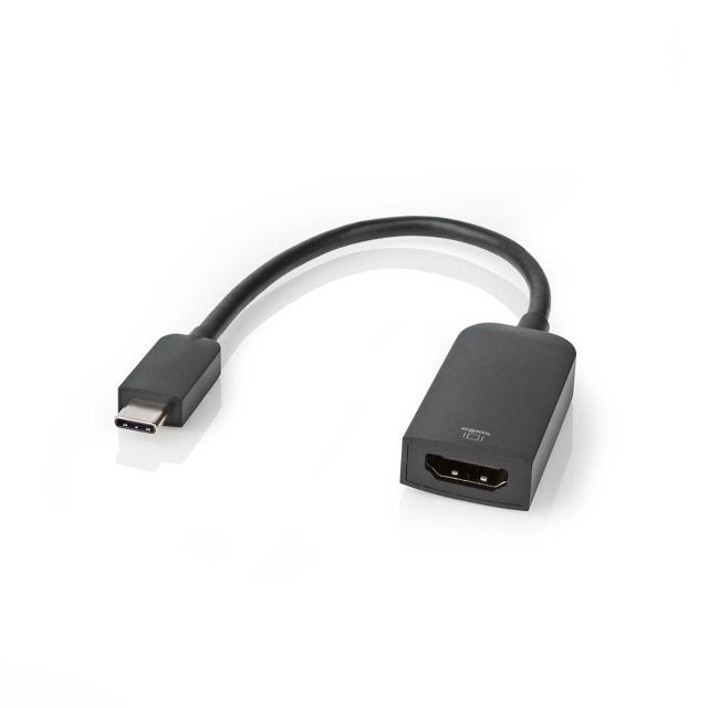 Nedis USB-C™ Adapter | USB 3.2 Gen 1 | USB-C™ Han | HDMI ™ -udgang | 4K@60Hz | 0.20 m | Runde | Nikkelplateret | PVC | Sort | Box