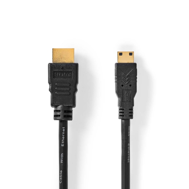 Nedis High Speed ​​HDMI ™ kabel med Ethernet | HDMI™ Stik | HDMI™ Mini-stik | 4K@30Hz | 10.2 Gbps | 1.50 m | Runde | PVC | Sort | Label