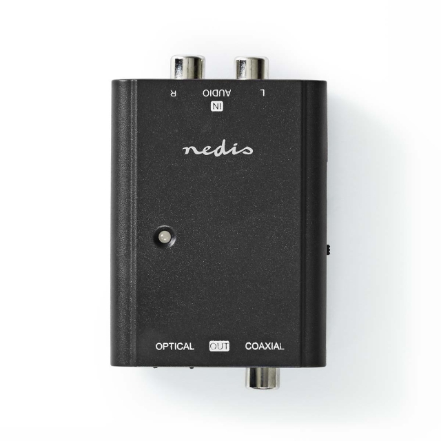 Nedis Digital Audio Converter | 1-vejs | Indgang til lyd- / video- / dataforbindelser: 2x RCA Male | Audio / video / dataforbindelser output: 1x S/PDIF (RCA) Female / 1x TosLink Female | Manual | Sort