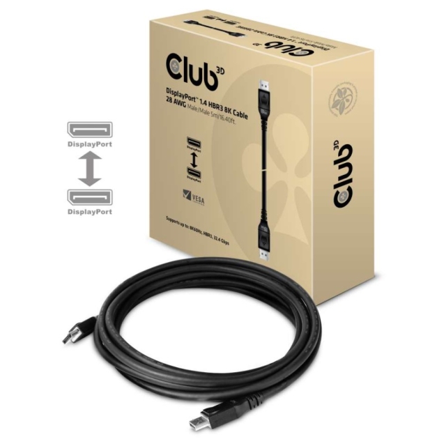 Club 3D 20 pin DisplayPort han haspet -> 20 pin DisplayPort han haspet 5 m