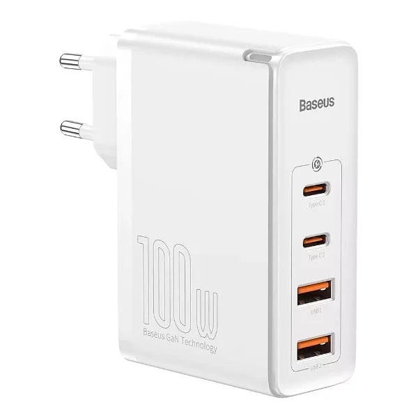 Baseus GaN2 Pro- Hurtigoplader 2xUSB + 2xUSB-C 100W (Hvid)