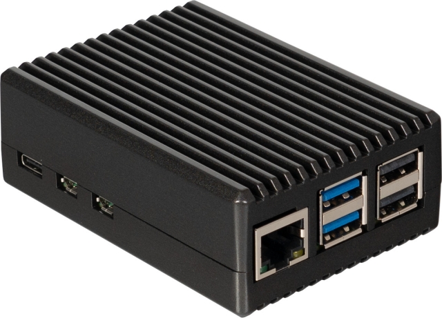 Raspberry Pi aluminiumskabinet med køleplade, Raspberry Pi 5 B, sort