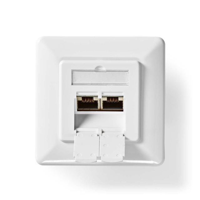 Nedis Netværksvægboks | Flush Mount | 2-Port port(s) | CAT6 | Lige | Hun | Guldplateret | PVC | Hvid | Box