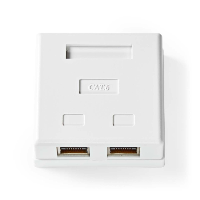 Nedis Netværksvægboks | Overflademontering | 2-Port port(s) | STP CAT6 | Lige | Hun | Guldplateret | PVC | Hvid | Box