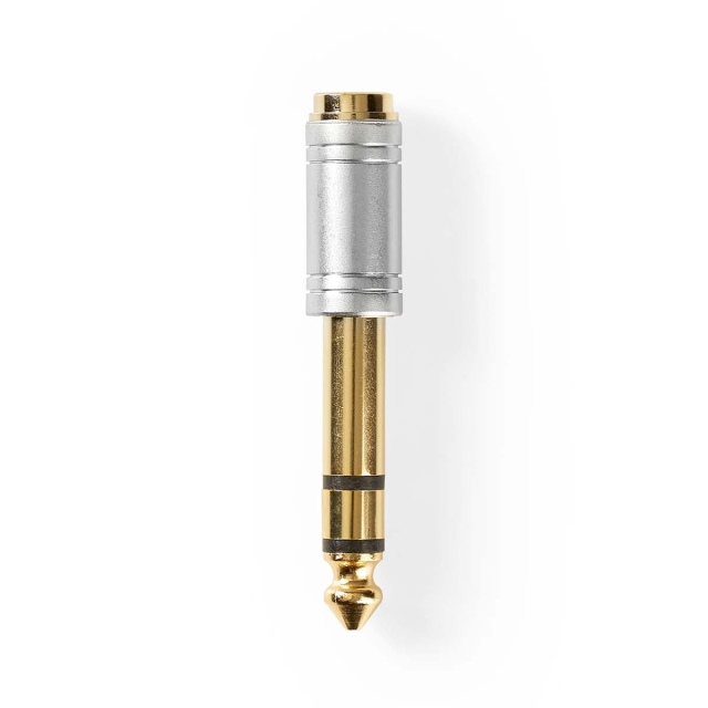 Nedis Stereo Audio Adapter | 6.35 mm Hanstik | 3.5 mm Hunstik | Guldplateret | Lige | Metal | Sølv | 1 stk. | Box