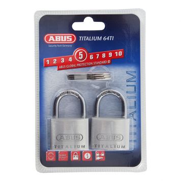 ABUS hængelås 64TI/40, Titalium, 23 mm, dobbeltpakke