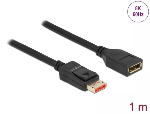 DeLOCK DisplayPort extension cable 8K 60 Hz 1 m