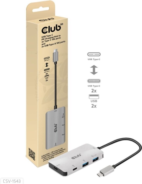 Club 3D Type-C PD-opladningshub - hub