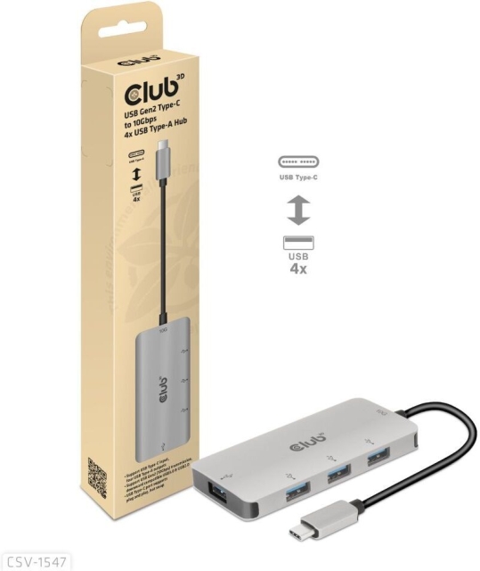 Club 3D USB Type-C til 10 Gbps 4x USB Type-A-hub
