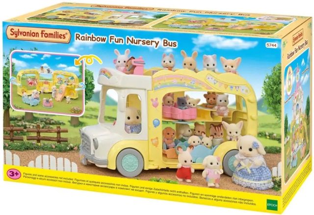 Sylvanian Families bus med 3 køjer på legepladsen