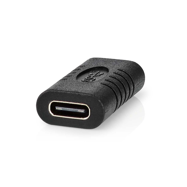 Nedis USB-C™ Adapter | USB 3.2 Gen 2 | USB-C™ Hun | USB-C™ Hun | 4K@60Hz | 10 Gbps | Runde | Nikkelplateret | Sort | Box