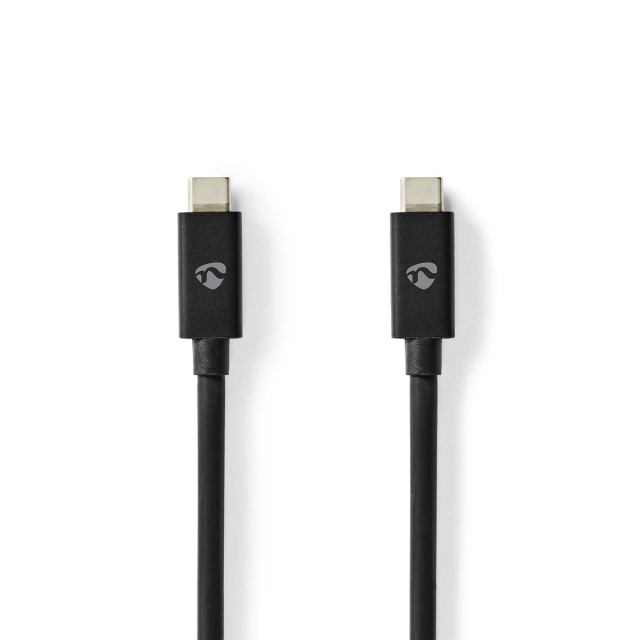 Nedis USB-kabel | USB 4.0 Gen 2x2 | USB-C™ Han | USB-C™ Han | 240 W | 8K@60Hz | 20 Gbps | Nikkelplateret | 2.00 m | Runde | PVC | Sort | Label