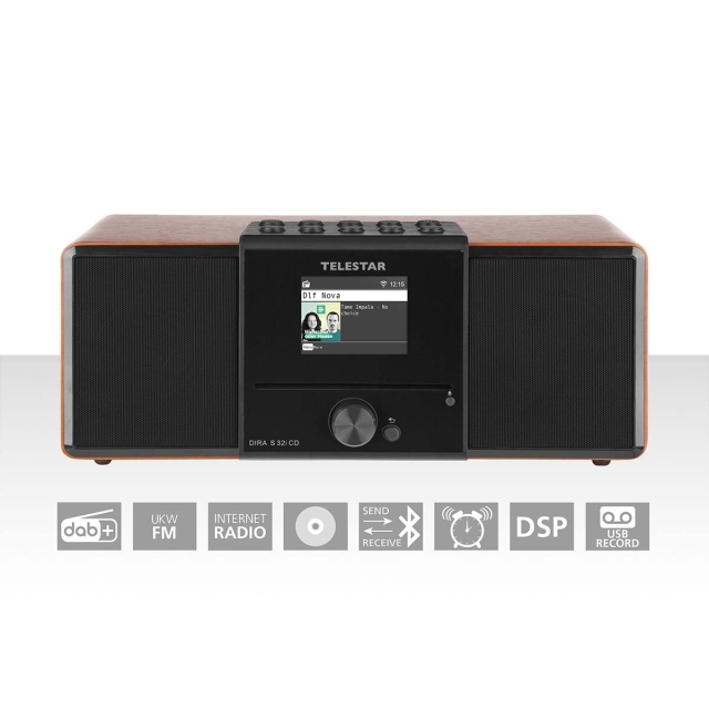 TELESTAR DIRA S32i CD EWF Multifunktionel stereoradio med cd-afspiller DAB+ / FM / Internet / Bluetooth Wood