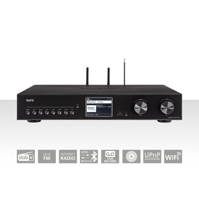 imperial DABMAN i560 CD All-in-one HiFi-system med forstærker og cd-afspiller DAB+ / FM / Internet / Bluetooth Sort