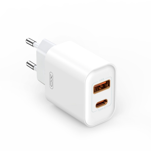 XO väggladdare CE12 PD QC 3.0 20W 1x USB 1x USB-C vit