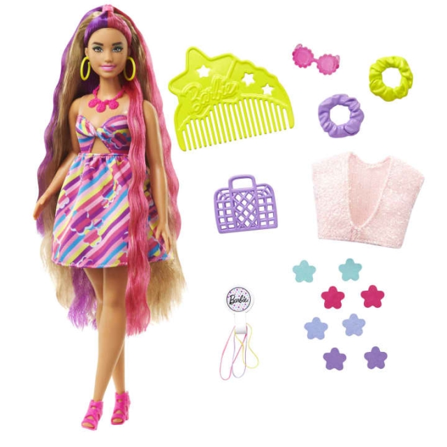 Barbie Totally Hair - Dukke med blomstertema (HCM89)