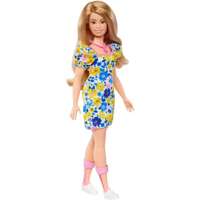 Barbie Fashionistas - Down Syndrome iført blomstret kjole (HJT05)