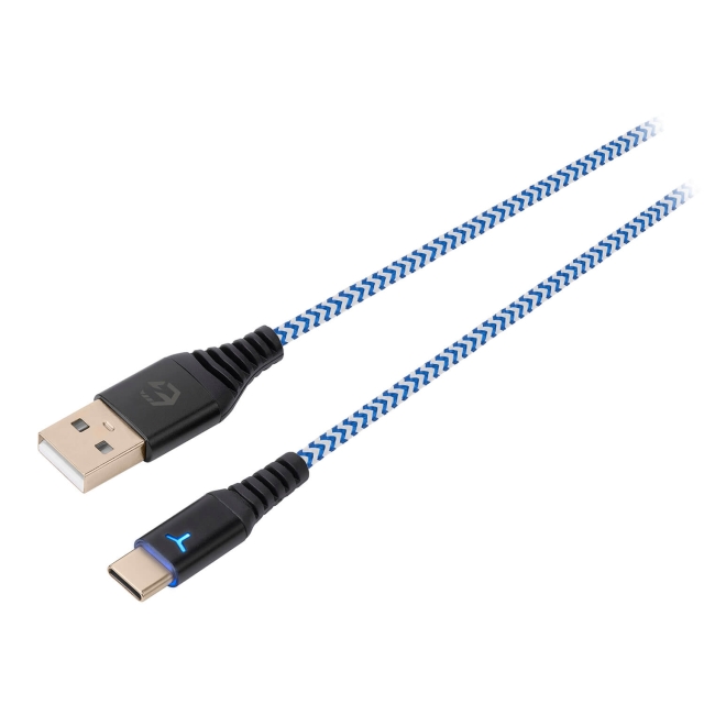 EgoGear Kabel SCH10 Hvid/Blå Type-C 3m flettet til PS5