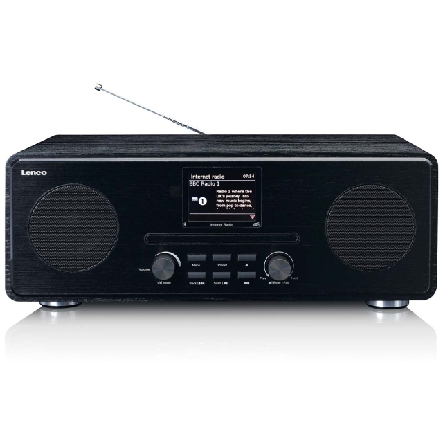 Lenco Internet / DAB+ / FM-radio med cd-afspiller og Bluetooth® Sort