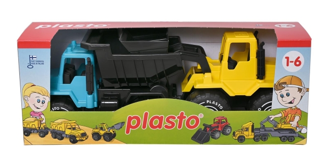 Plasto Turkos Lastbil og Gul Dumper, 30 cm