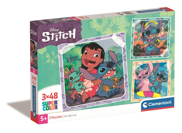 Clementoni 3X48 stk Puslespil Disney Stitch