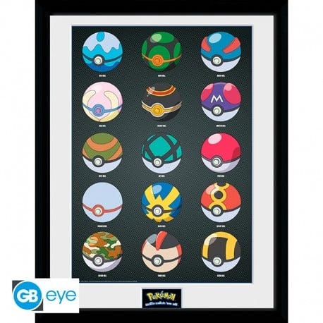 Abysse POKEMON - Indrammet print Pokeballs (30x40)