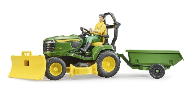 Bruder BWorld John Deere plænetraktor med anhænger og gartner (62104)