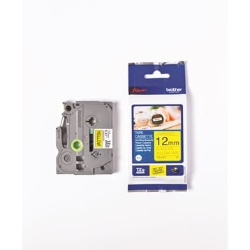 Brother TZe-tape 12mmx4m lamineret sort og gul