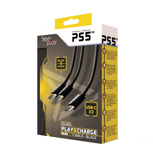 Steelplay Dual Play & Charge-kabel til PS5-controllere