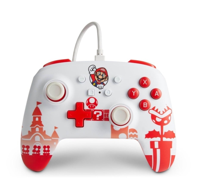 PowerA Enhanced Wired Controller til Nintendo Switch - Mario rød/hvid