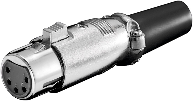Goobay Mikrofonkontakt, 5 Pin med guldpläterade kontakter, låsregel och skruvad kabelavlastning