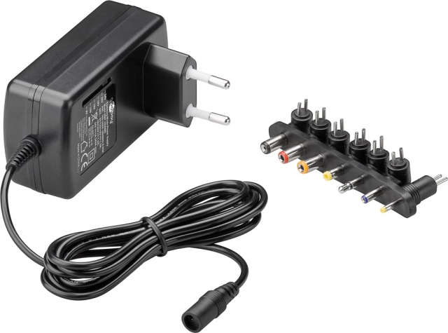 Goobay Universalnätdel (9 V - 24 V max. 24 W / 1,5 A) inkl. 7x DC-adaptrar