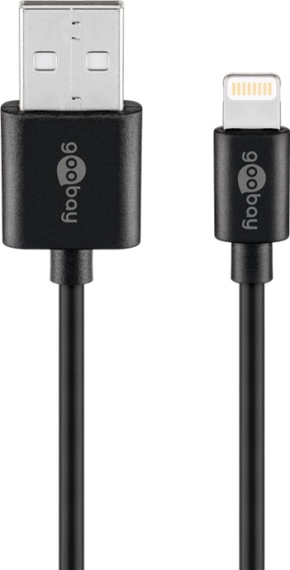 Goobay Lightning USB-kabel för laddning och synkronisering, 1 m, svart MFi-kabel för Apple iPhone/iPad