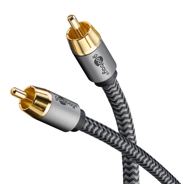 Goobay Mono RCA-kabel, 5 m Cinch kontakten (woofer, Center) > Cinch kontakten (woofer, Center)