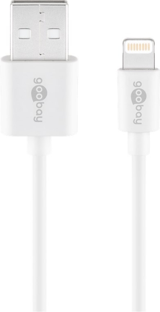 Goobay Lightning USB-kabel för laddning och synkronisering, 3 m, vit MFi-kabel för Apple iPhone/iPad
