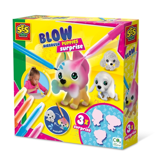 SES Creative Blow Pens - Dekorer 3 hundehvalpe - (S14333)