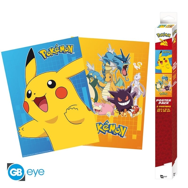 Abysse POKEMON - Sæt 2 plakater - Farverige figurer (52x38)