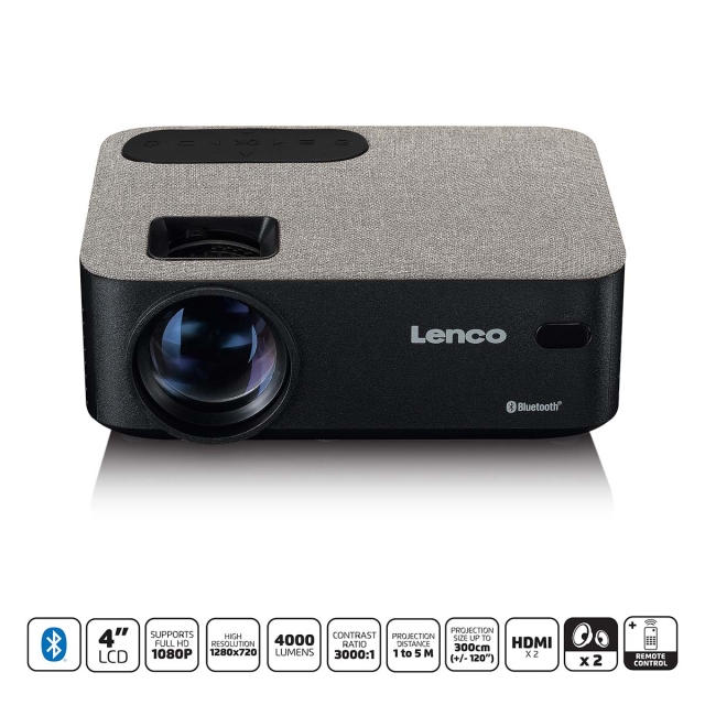 Lenco HD 720P LCD-projektor med Bluetooth® Grey