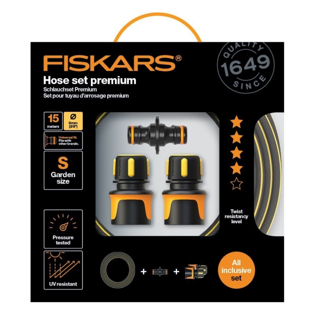 Fiskars Slangesæt Premium 15m 9mm