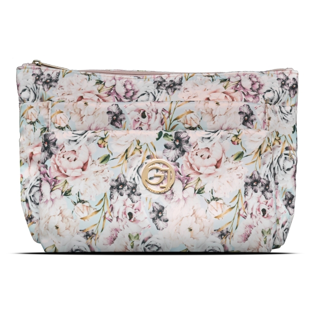 Gillian Jones kosmetiktaske med 3 rum - Rosenblomsterprint