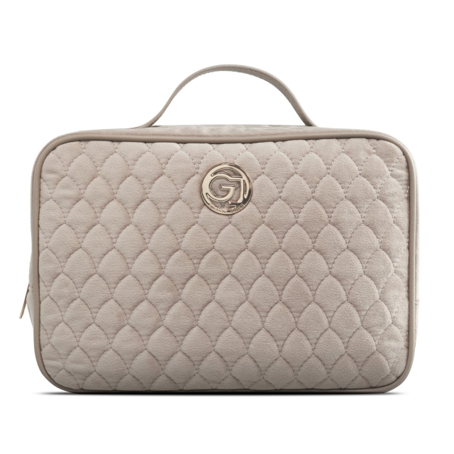 Gillian Jones bosmetic Bag med 2 rum Beige velour