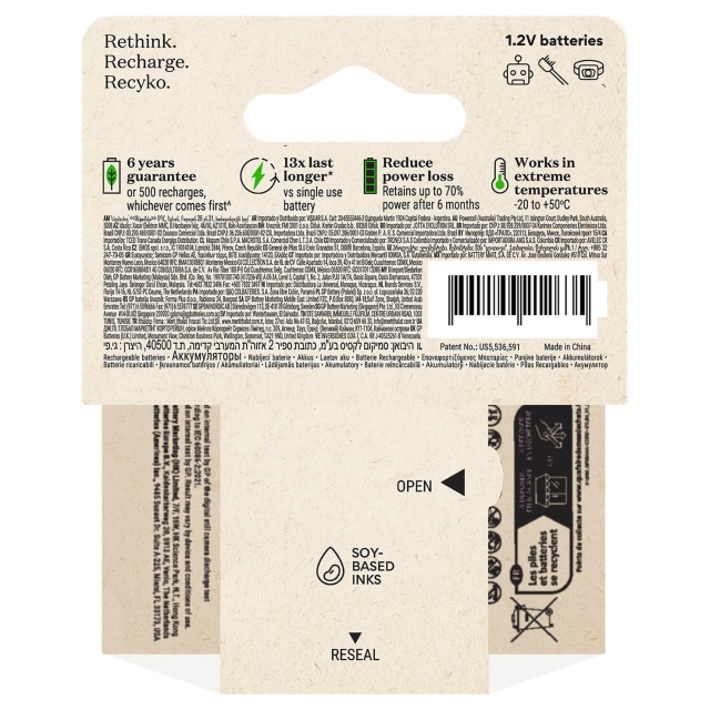 GP Batteri Recyko NiMH AAA HR03 950mAh 4-Pak