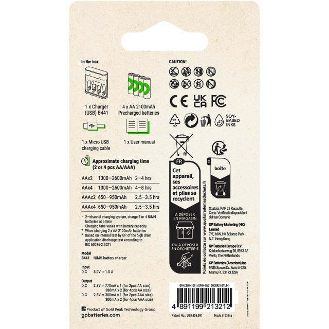 GP Batterioplader Everyday B441 4xAA 2100mAh