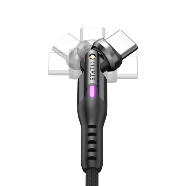 STATIK Kabel PowerPivot Pro Nylonflettet USB-C Til USB-C Sort 1m