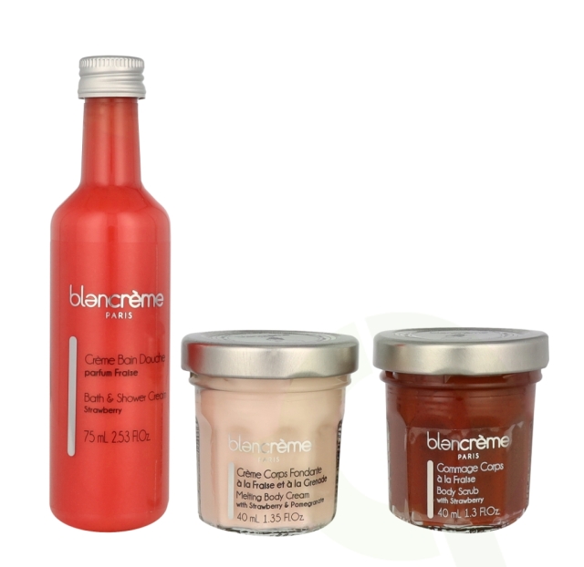 Blancreme Body Essentials Trio Set 155 ml Shower Gel 75ml/Body Scrub 40ml/Body Cream 40ml - Strawberry
